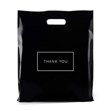 Load image into Gallery viewer, Large Plastic Shopping Bags with Thank You Logo 16" x 18" Boutique Bags with Handles 100 Pack for Merchandise, Gifts, Trade Shows and More