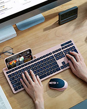 Load image into Gallery viewer, Wireless Keyboard and Mouse Combo - Keyboard with Phone Holder, VIVEFOX 2.4GHz Silent USB Wireless Keyboard Mouse Combo , Full-Size Keyboard and Mouse for Computer, Desktop and Laptop (Pink)
