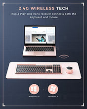Load image into Gallery viewer, Wireless Keyboard and Mouse Combo - Keyboard with Phone Holder, VIVEFOX 2.4GHz Silent USB Wireless Keyboard Mouse Combo , Full-Size Keyboard and Mouse for Computer, Desktop and Laptop (Pink)
